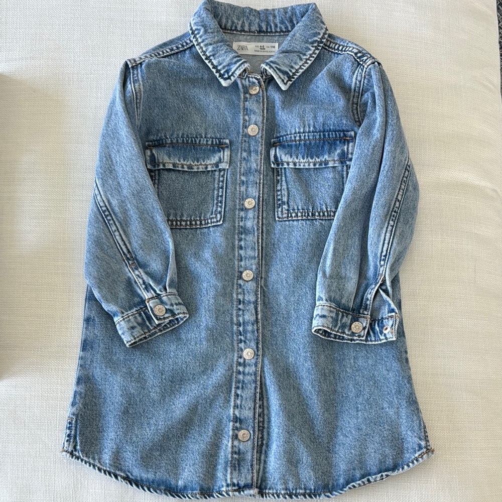 Zara kids Denim Button-Up Shirt Dress